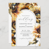 Invitation Mariage de tournesol jaune rustique Détails du cod (Devant / Derrière)