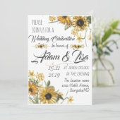 Invitation Mariage de tournesol jaune rustique et élégant (Debout devant)