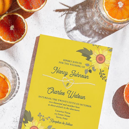 Invitation Mariage de tournesol moderne