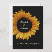 Invitation Mariage de tournesol noir et or brillant (Dos)