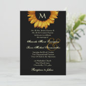 Invitation Mariage de tournesol noir et or brillant (Debout devant)