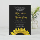 Invitation Mariage de tournesol noir jaune métal de qualité s (Debout devant)