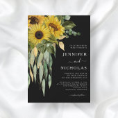 Invitation Mariage de tournesol noir moderne