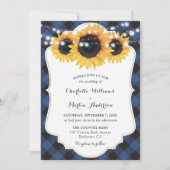 Invitation Mariage de tournesol Plaid Buffalo bleu (Devant)