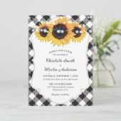 Invitation Mariage de tournesol plaid de Buffalo noir et blan (Debout devant)
