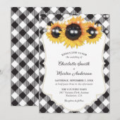 Invitation Mariage de tournesol plaid de Buffalo noir et blan (Devant / Derrière)