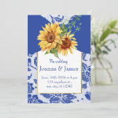 Invitation Mariage de tournesol Royal Blue Lace (Debout devant)
