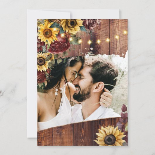 Invitation Mariage de tournesol rustique (Dos)