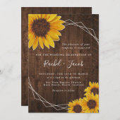 Invitation Mariage de tournesol rustique (Devant / Derrière)