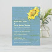 Invitation Mariage de tournesol rustique Bleu Pays (Debout devant)