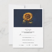 Invitation Mariage de tournesol rustique bleu RSVP (Devant)