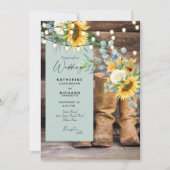 Invitation Mariage de tournesol Rustique Boots Redneck (Devant)