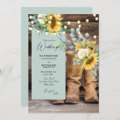Invitation Mariage de tournesol Rustique Boots Redneck (Devant / Derrière)