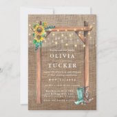 Invitation Mariage de tournesol rustique Burlap Wood Country (Devant)
