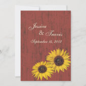 Invitation Mariage de tournesol rustique en bois de grange (Devant)