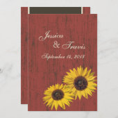 Invitation Mariage de tournesol rustique en bois de grange (Devant / Derrière)
