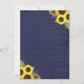 Invitation Mariage de tournesol Rustique Navy Blue String (Dos)