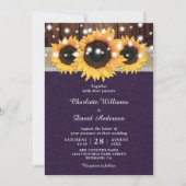 Invitation Mariage de tournesol rustique violet (Devant)