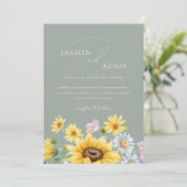 Invitation Mariage de tournesol vert de l'été Sage (Debout devant)