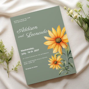 Invitation Mariage de tournesol vert Mint