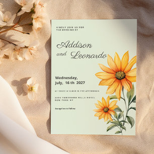 Invitation Mariage de tournesol vert orange