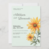 Invitation Mariage de tournesol vert orange (Devant)