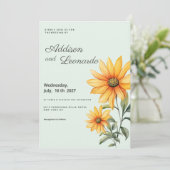 Invitation Mariage de tournesol vert orange (Debout devant)