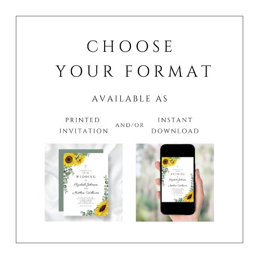 Invitation Mariage de tournesol vert Sage religieux