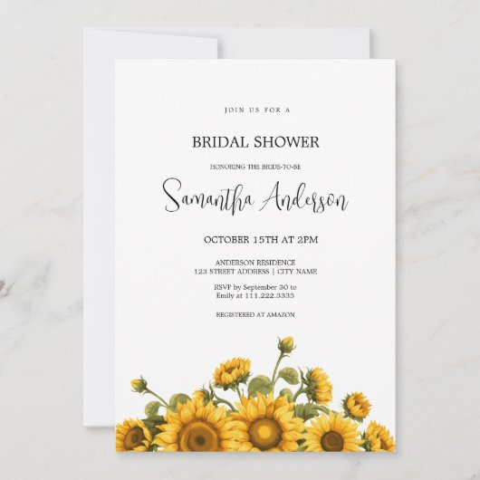 Invitation Mariage de tournesols (Devant)