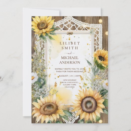 Invitation Mariage de tournesols Anniversaire Baby shower ret (Devant)