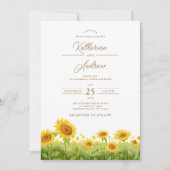 Invitation Mariage de tournesols aquarelle (Devant)