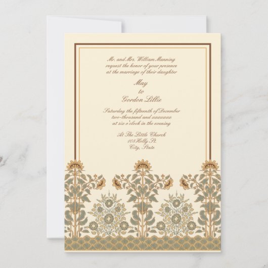 Invitation Mariage de tournesols Art Nouveau de l'époque vict (Devant)