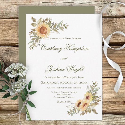Invitation Mariage de tournesols doux