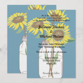 Invitation Mariage de tournesols jaunes (Devant / Derrière)
