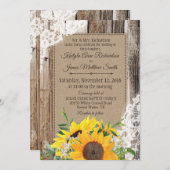 Invitation Mariage de tournesols rustiques (Devant / Derrière)