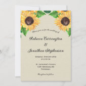 Invitation Mariage de tournesols rustiques (Devant)