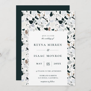 Invitation Mariage de trame artistique de Earthy Terrazzo