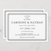 Invitation Mariage de trame classique blanc simple et élégant (Devant / Derrière)