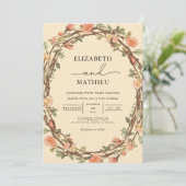 Invitation Mariage de trame de Fleur de Twig Rustique (Debout devant)