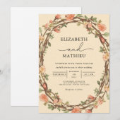 Invitation Mariage de trame de Fleur de Twig Rustique (Devant / Derrière)