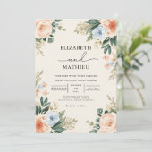 Invitation Mariage de trame de fleurs de la pêche éthérique (Debout devant)