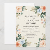 Invitation Mariage de trame de fleurs de la pêche éthérique (Devant / Derrière)