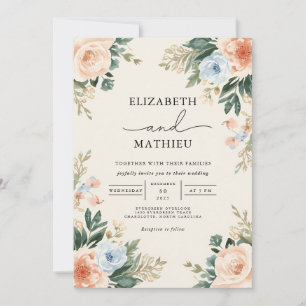 Invitation Mariage de trame de fleurs de la pêche éthérique