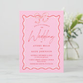 Invitation Mariage de trame de trame de trame de couleur rose (Debout devant)