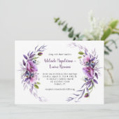 Invitation Mariage de trame Fleur sauvage violet mauve| (Debout devant)