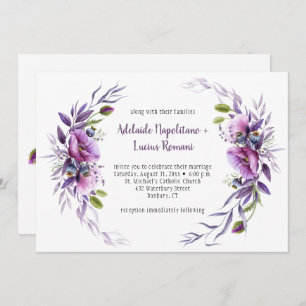 Invitation Mariage de trame Fleur sauvage violet mauve