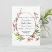 Invitation Mariage de trame or Chic en fleurs de cerisier ros (Debout devant)