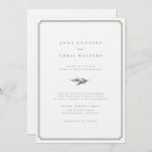 Invitation Mariage de trame or feuille classique (Devant / Derrière)