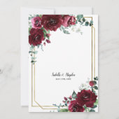 Invitation Mariage de trame or Floral Marsala de Bourgogne (Dos)