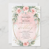 Invitation Mariage de trame or Roses Roses Roses Roses Rose (Devant)
